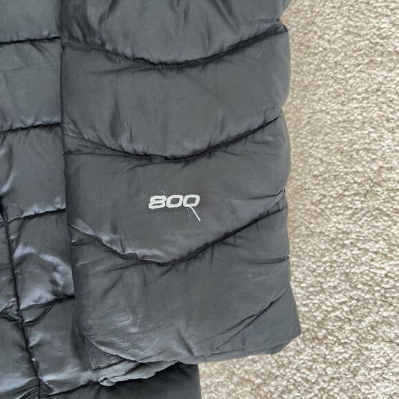 North Face Down Puffer Jacket Womens XS 800 Black Hooded Minimalist Lightweight - Picture 5 of 9